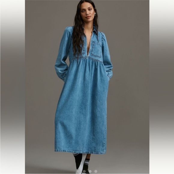 ALIGNE Gabriella Denim Midi Dress Size 14 - Picture 8 of 14